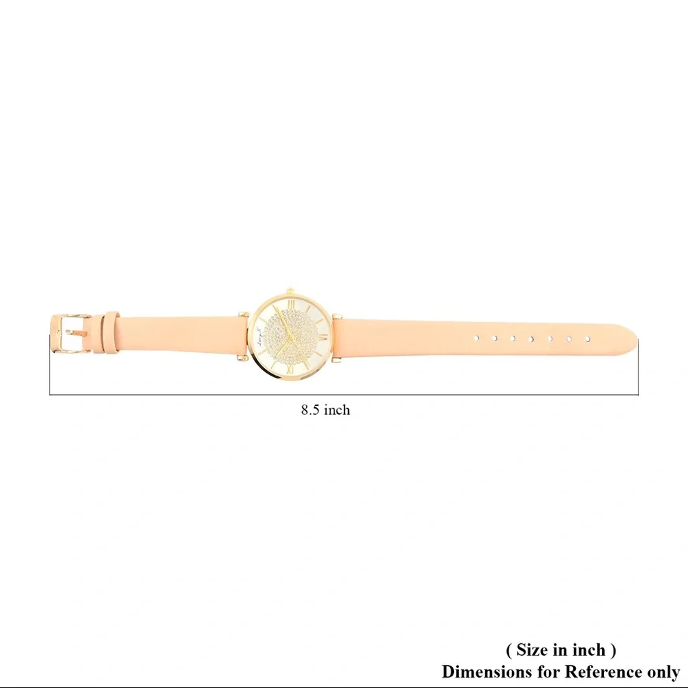Lucy K Bracelet Watch with Beige Leather Band